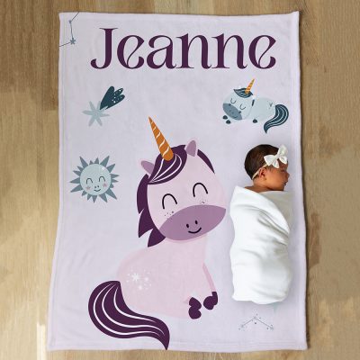 couverture en squish personnalisée bébé licornes