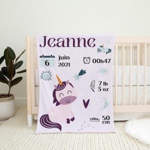 couverture de naissance - Licorne - Naélie