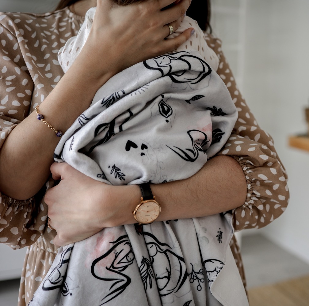 Couverture en squish pour bébé - Allaitement gris - Naélie