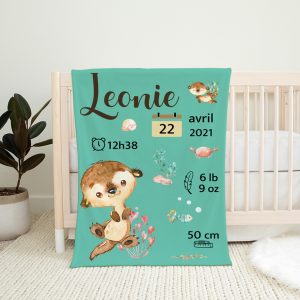 doudou personnalisée de naissance - Loutres - Naélie