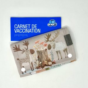 Protège carnet de santé - Animaux foret beige