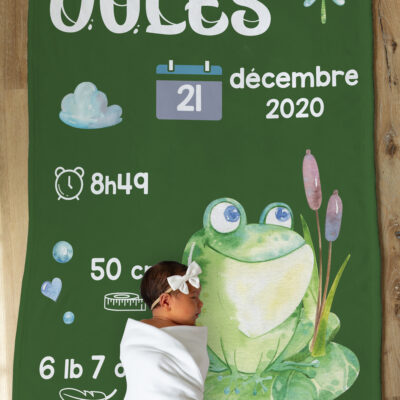 couverture pour bébé personnalisée - Grenouilles - Naélie