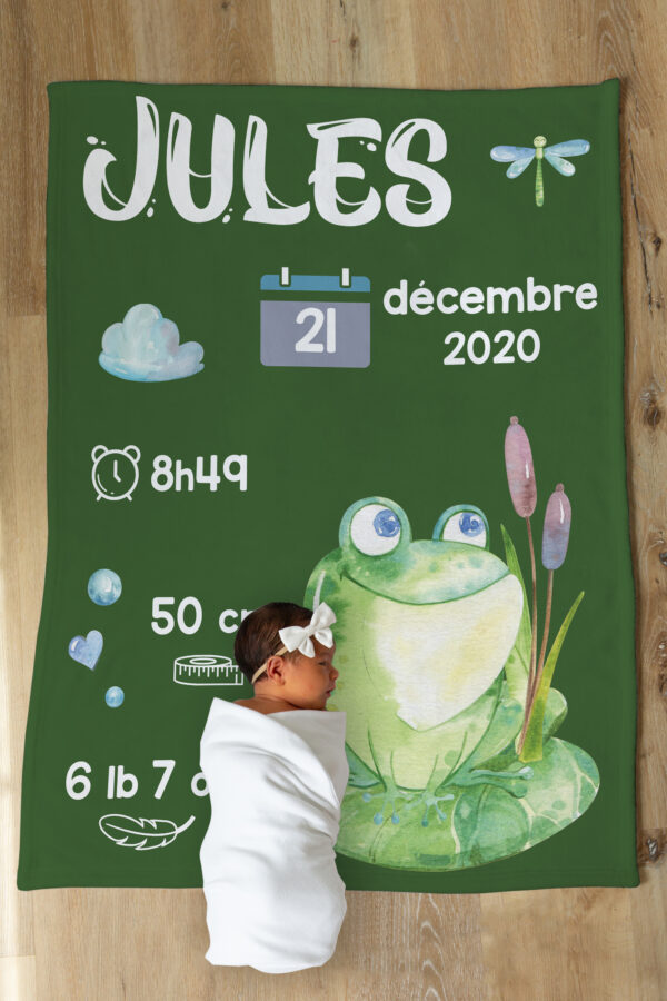 couverture pour bébé personnalisée - Grenouilles - Naélie