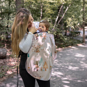 Poncho douillet bébé voiture – Animaux de la foret beige – Naélie