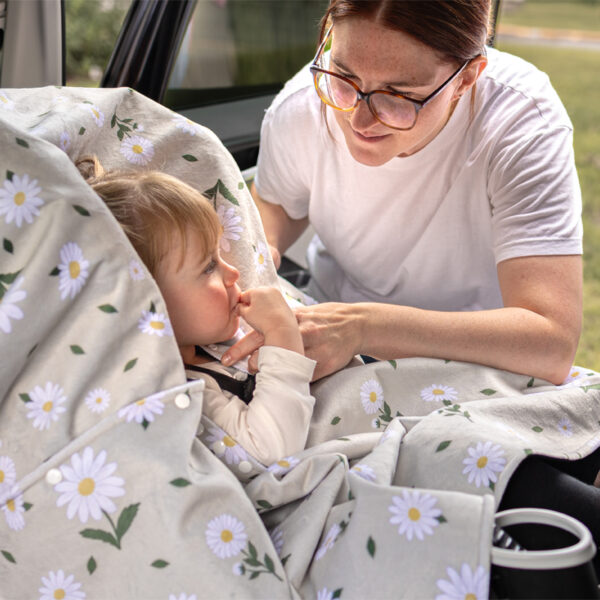 Poncho ajustable 0-6 ans siège auto – Marguerites – Naélie