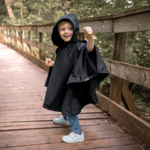 Poncho pour enfant – Noir uni – Naélie