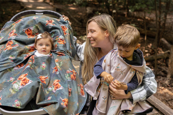 Poncho pour l’auto – Vaches Animaux de la forêt beige – Poussette marche – Naélie