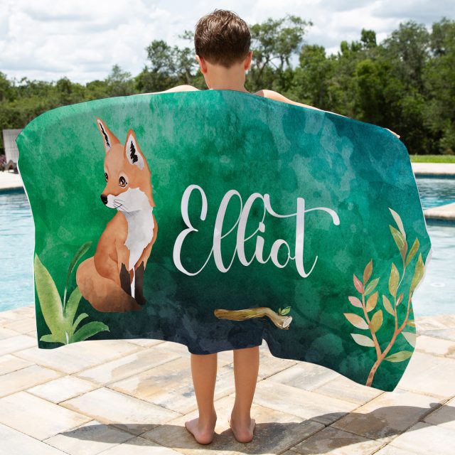 serviette personnalisée - Renards - Naélie