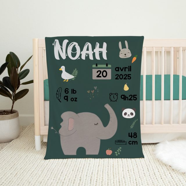 doudou personnalisée naissance - Animaux vert - Naélie