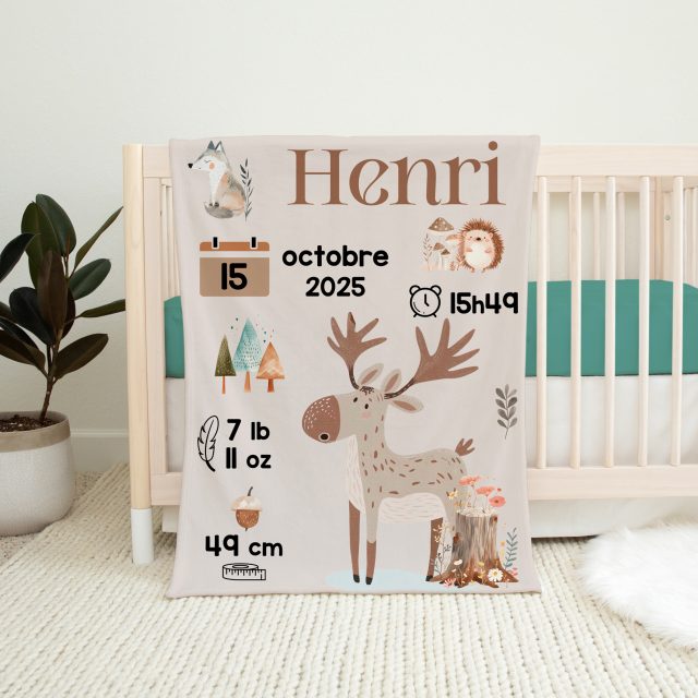 doudou de naissance avec nom - Animaux foret - Naelie
