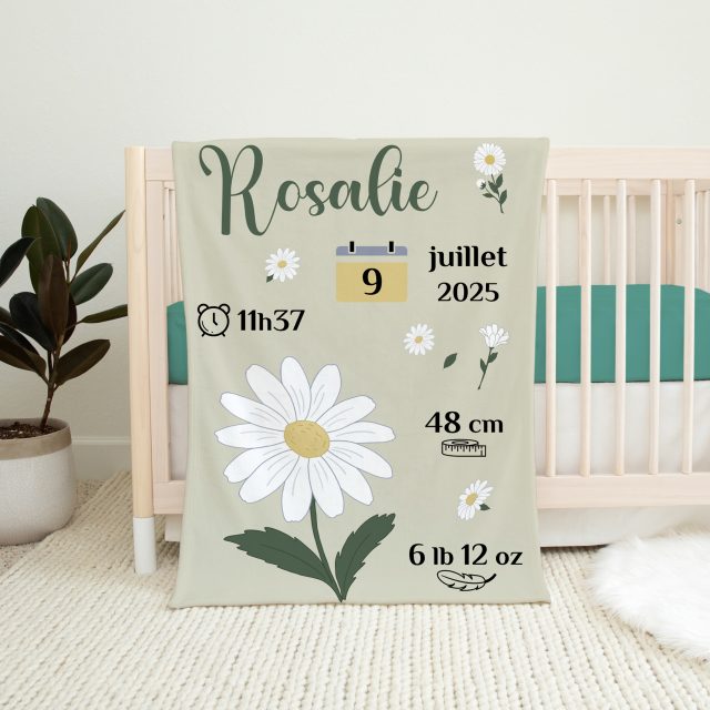 doudou pour bébé personnalisée - Marguerites - Naélie